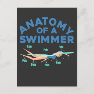 Funny Swimming Anatomy Of A Swimmer Water Sport Postcard