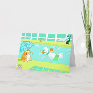 Funny swimming Birthday Card