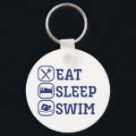 Funny Swimming Eat Sleep Swim Keychain<br><div class="desc">Eat Sleep Swim. Funny swimming quote design for those who love hanging out by the pool and swim on a hot summer day. Cool and awesome athletic merchandise for swimming athlete. Perfect for high school swim team or college sports. Simple text design with minimal swimming icon for those who love...</div>
