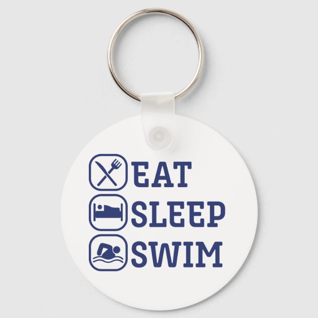 Funny Swimming Eat Sleep Swim Keychain (Front)