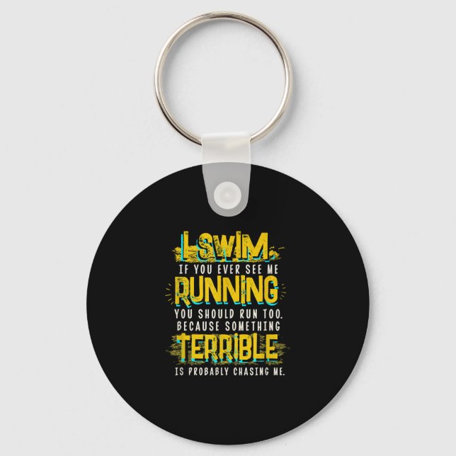 Funny Swimming Gift For Swimmer Keychain (Front)