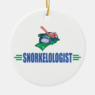 Funny Swimming, Snorkel Ceramic Ornament