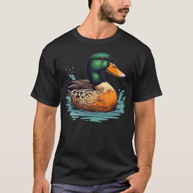 Funny swimming wild Duck for Mallard Bird Lovers T-Shirt (Front)