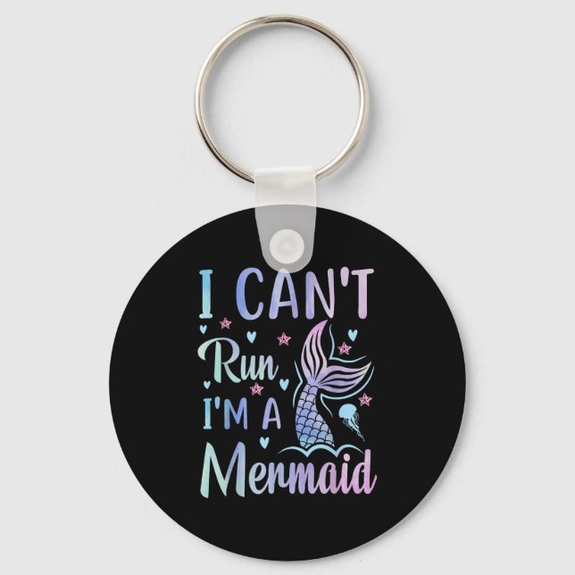 Funny Swimming Workout Mermaid I Can't Run I'm A M Keychain (Front)