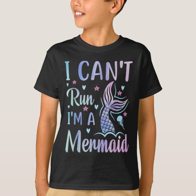 Funny Swimming Workout Mermaid I Can't Run I'm A M T-Shirt (Front)