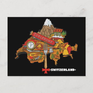 Funny Switzerland Souvenir Toblerone Swiss Map Postcard