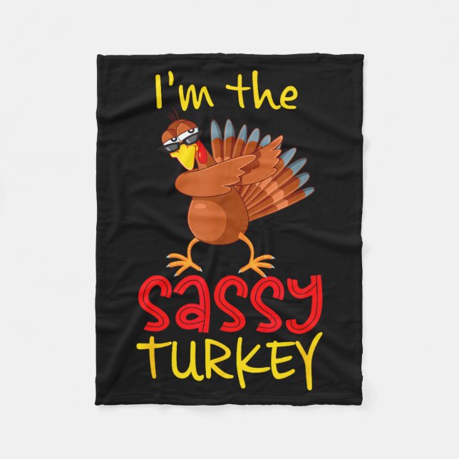 Funny Sy Turkey Matching Family Group Thanksgiving Fleece Blanket (Front)