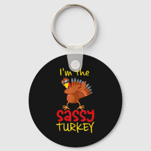 Funny Sy Turkey Matching Family Group Thanksgiving Keychain