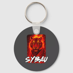 Funny Sybau Ironic Tiger Meme Sigma Brainrot Quote Keychain