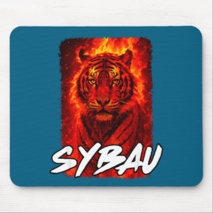 Funny Sybau Ironic Tiger Meme Sigma Brainrot Quote Mouse Pad