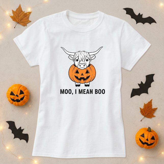Funny Syings Halloween Tee; Cow & Pumpkin Pun  T-Shirt (Creator Uploaded)