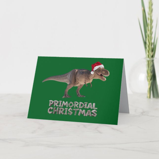 Funny T-Rex Christmas Holiday  Card (Front)