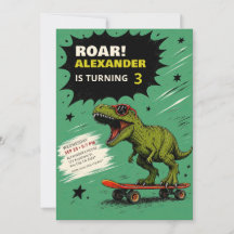Funny T-Rex Dinosaur Birthday Party Invitation