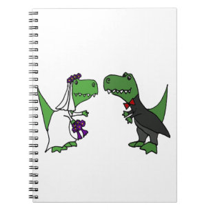 Funny T-rex Dinosaur Bride and Groom Wedding Art Notebook