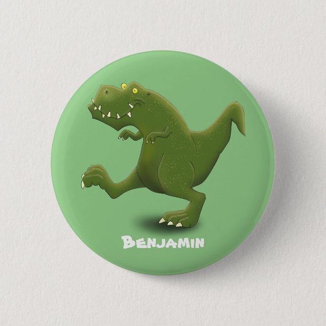 Funny T rex dinosaur cartoon humour 2 Inch Round Button (Front)