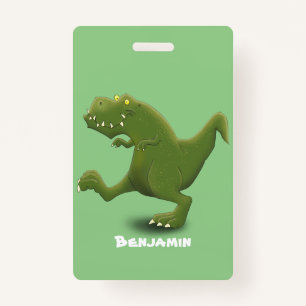 Funny T rex dinosaur cartoon humour Badge