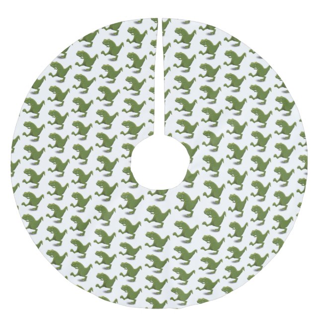Funny T rex dinosaur cartoon humour Brushed Polyester Tree Skirt (Front)