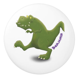Funny T rex dinosaur cartoon humour Ceramic Knob