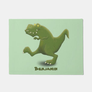 Funny T rex dinosaur cartoon humour Doormat