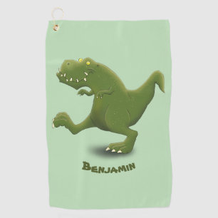 Funny T rex dinosaur cartoon humour  Golf Towel