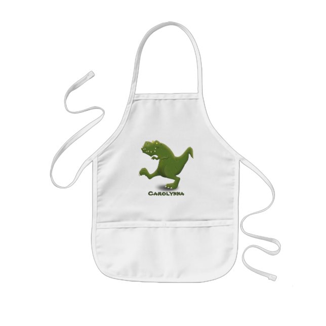 Funny T rex dinosaur cartoon humour Kids Apron (Front)