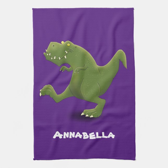 Funny T rex dinosaur cartoon humour Kitchen Towel (Vertical)