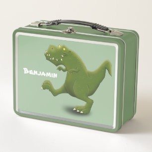 Funny T rex dinosaur cartoon humour Metal Lunch Box