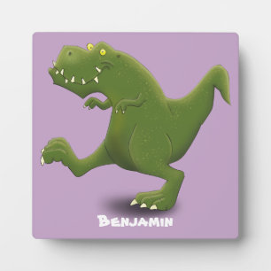 Funny T rex dinosaur cartoon humour Plaque