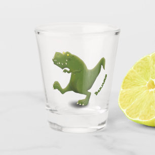 Funny T rex dinosaur cartoon humour  Shot Glass