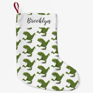 Funny T rex dinosaur cartoon humour Small Christmas Stocking