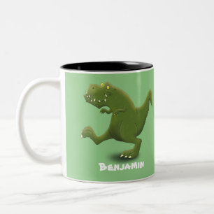 Funny T rex dinosaur cartoon humour Two-Tone Coffee Mug