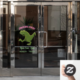 Funny T rex dinosaur cartoon humour Window Cling