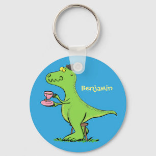 Funny T rex dinosaur cartoon Keychain