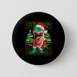 Funny T-rex Dinosaur Christmas Lights Ugly Xmas Sw 2 Inch Round Button