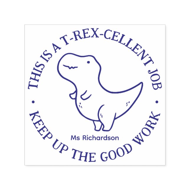 Funny T-Rex Dinosaur Excellent Job Teacher Praise Self-inking Stamp (Design)