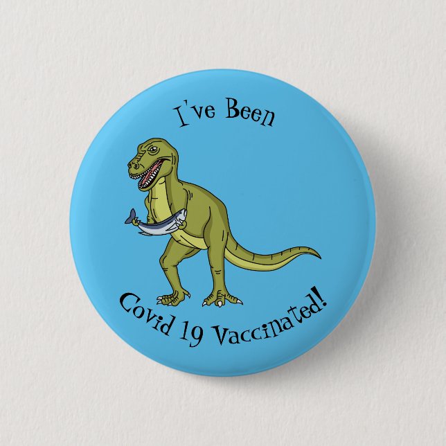 Funny T rex dinosaur illustration 2 Inch Round Button (Front)