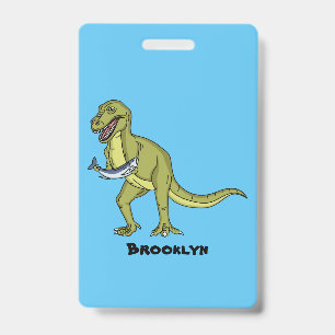 Funny T rex dinosaur illustration  Badge