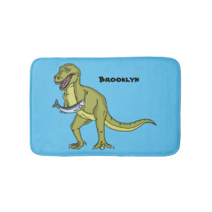 Funny T rex dinosaur illustration Bath Mat