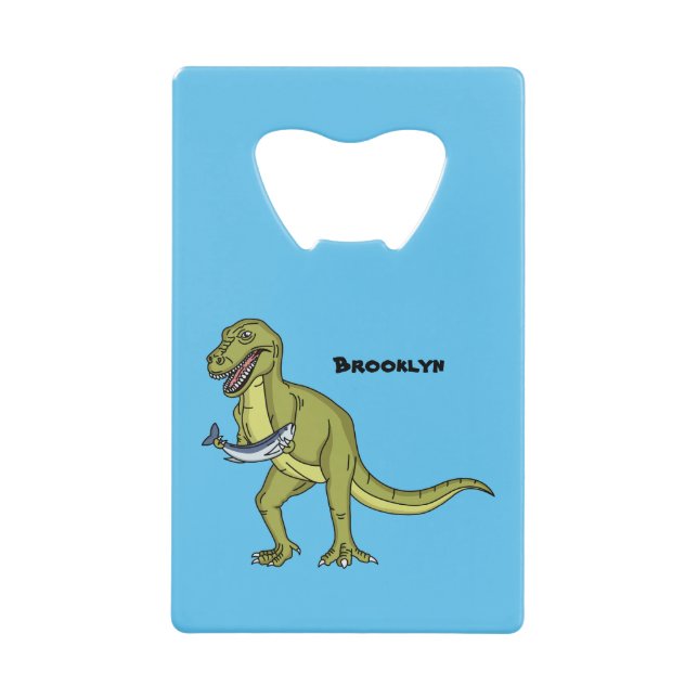 Funny T rex dinosaur illustration  Credit Card Bottle Opener (Front)