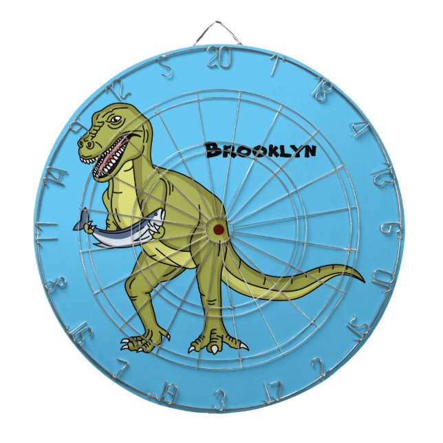 Funny T rex dinosaur illustration Dartboard (Front)