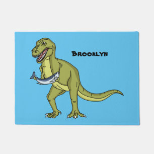 Funny T rex dinosaur illustration Doormat