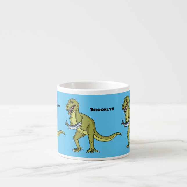 Funny T rex dinosaur illustration Espresso Cup (Front)