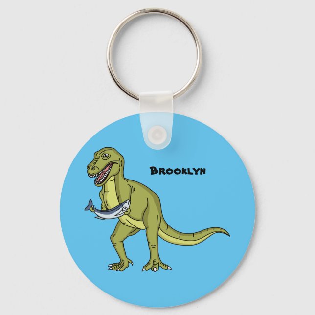 Funny T rex dinosaur illustration Keychain (Front)