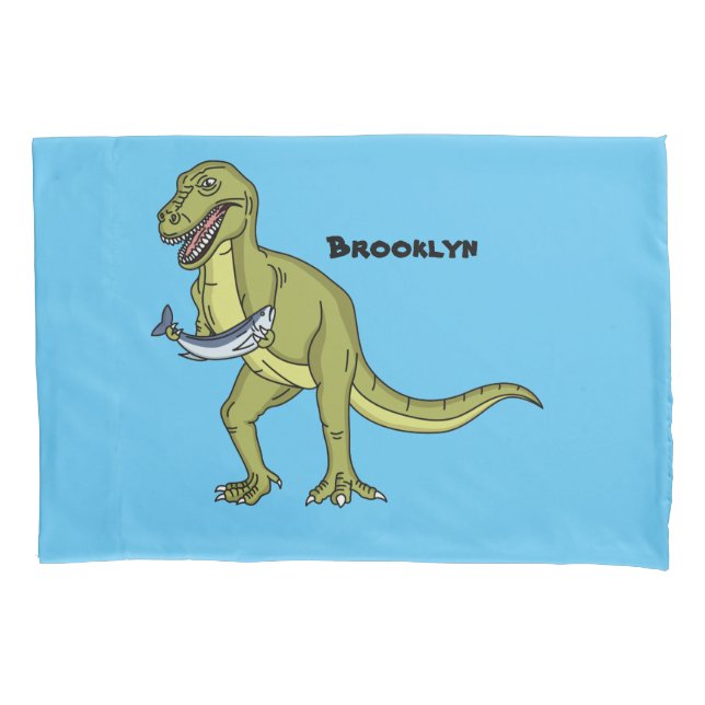 Funny T rex dinosaur illustration Pillowcase (Front)