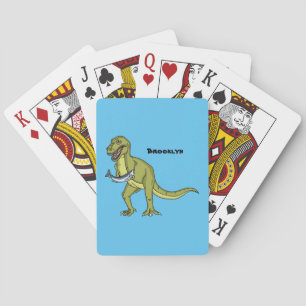 Funny T rex dinosaur illustration Playing Cards