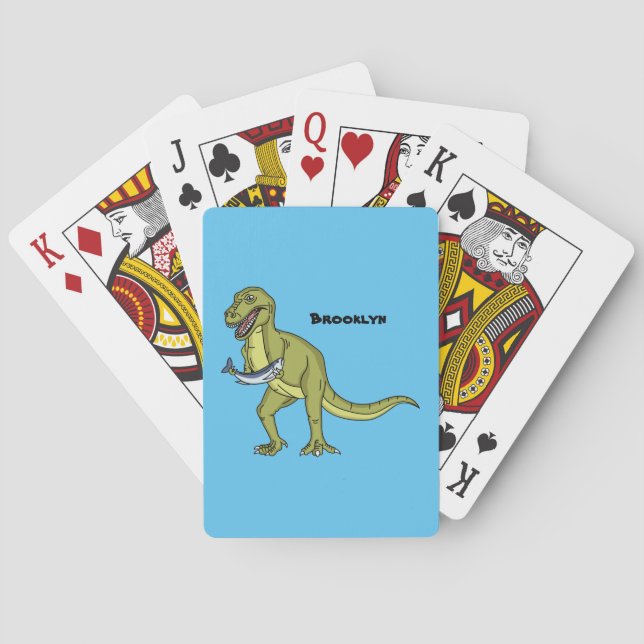 Funny T rex dinosaur illustration Playing Cards (Back)