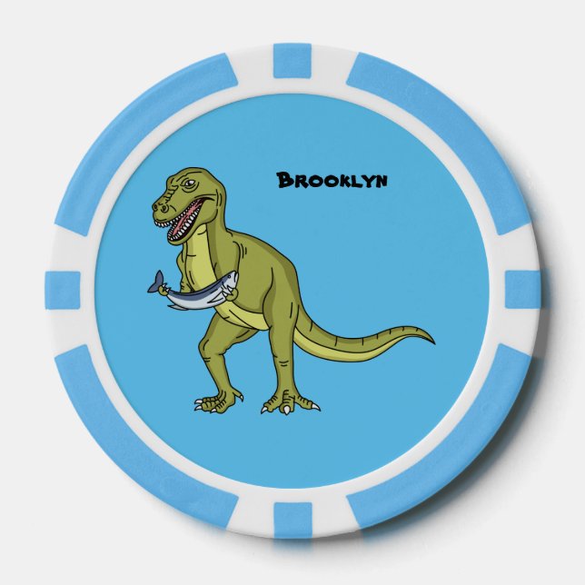 Funny T rex dinosaur illustration Poker Chips (Front)