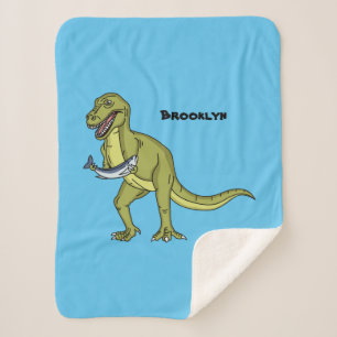 Funny T rex dinosaur illustration Sherpa Blanket