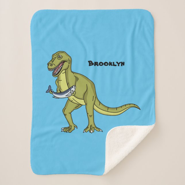 Funny T rex dinosaur illustration  Sherpa Blanket (Front)
