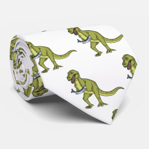 Funny T rex dinosaur illustration Tie